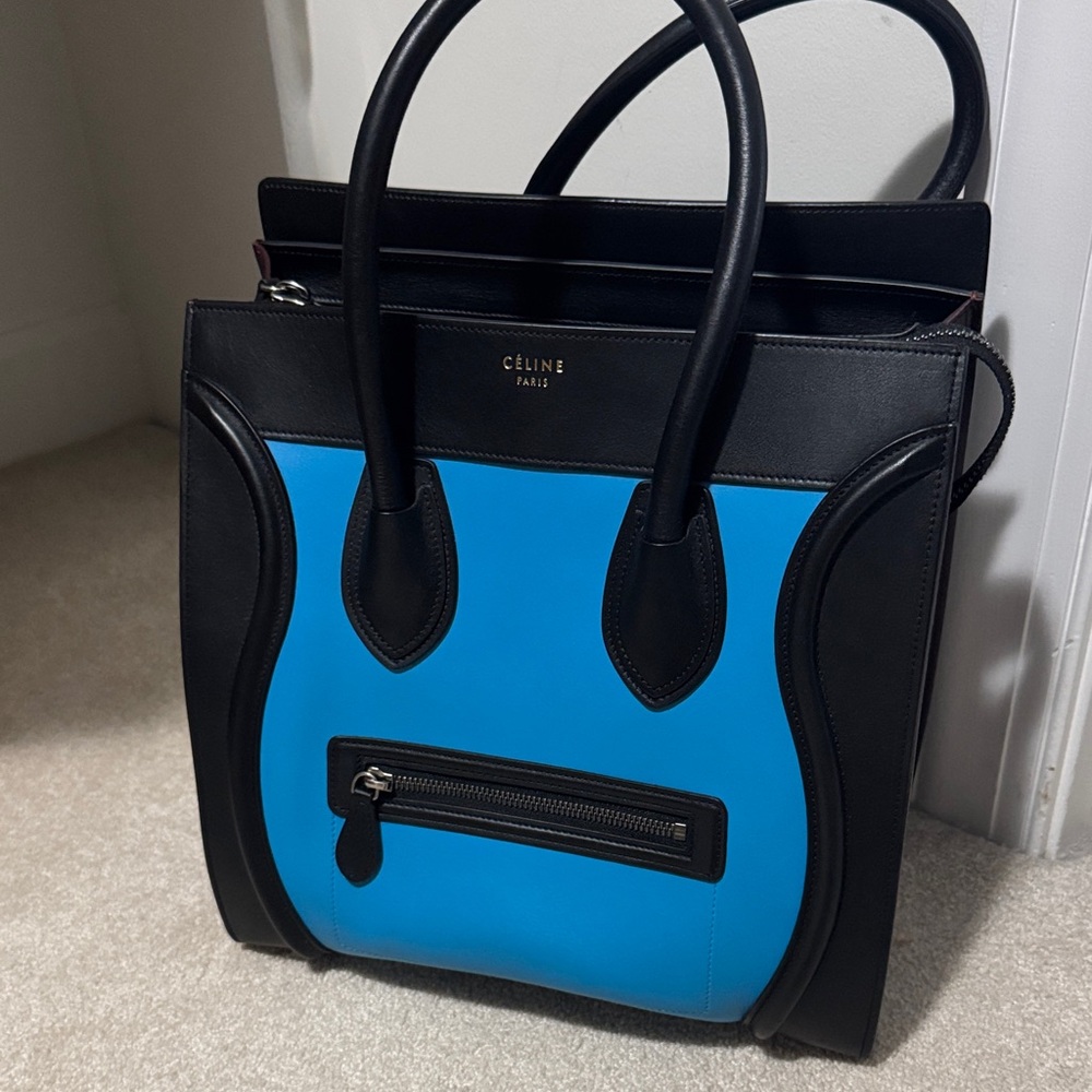 Celine Black and Blue Tote Bag